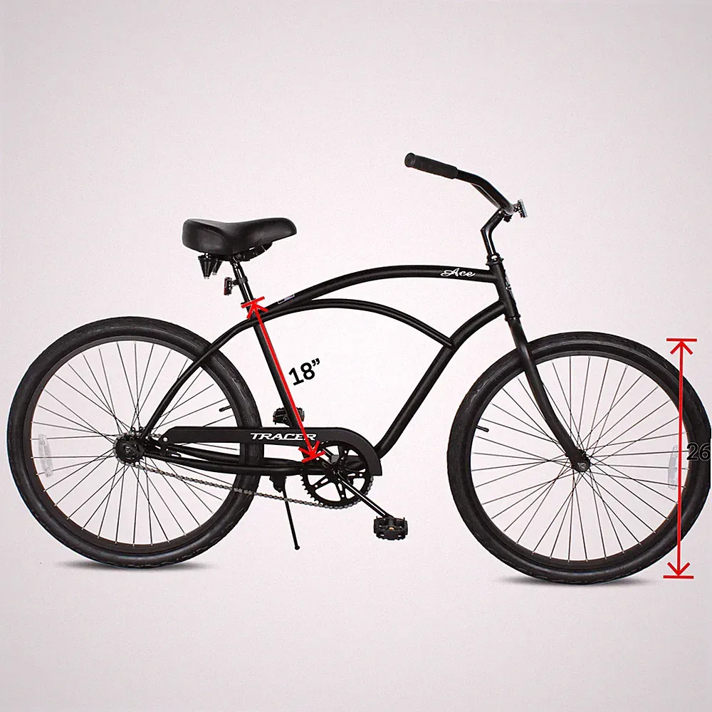 26" Beach Cruiser Bikes Single Speed For Men Retro Bicycle Hi-Ten Steel Frame
