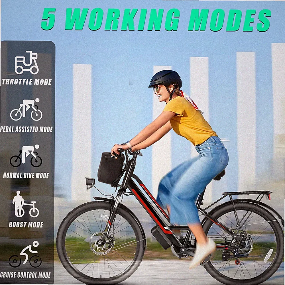 500W 48V Cruiser Beach Electric Bike 26" Commuting Bicycle 20mph E-bike Low Step