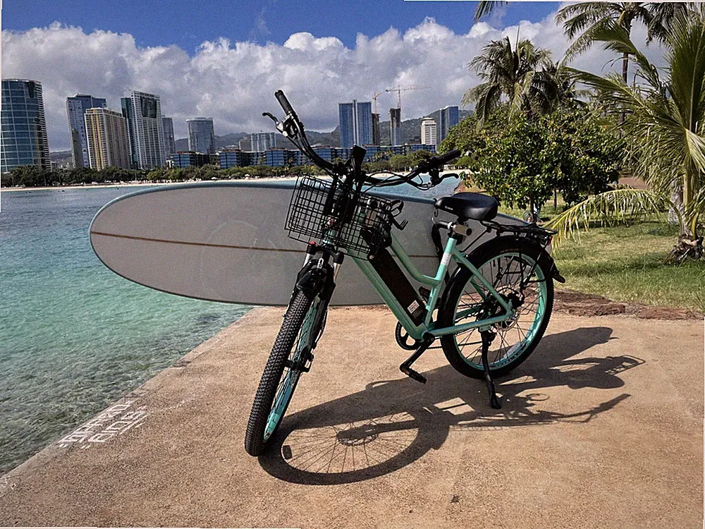 X-Treme Catalina 48 Volt Electric Step-Through Beach Cruiser Bicycle Bike Blue